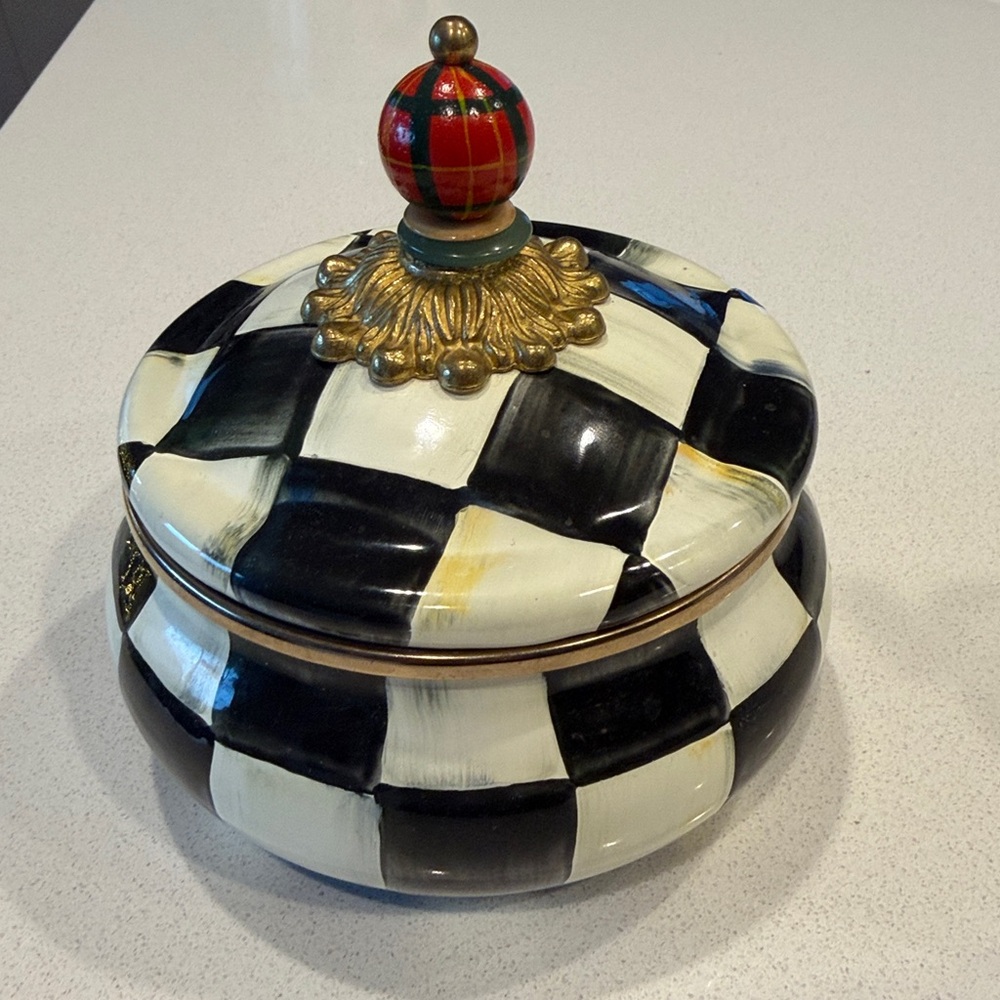 Mackenzie Childs Courtly Check Squashed Pot